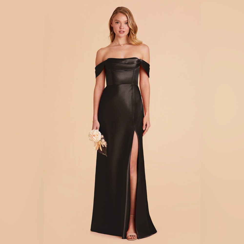 Birdy Grey Mia Convertible Dress Shiny Satin Black